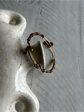 Alex and Ani Gold Tone Beaded Expandable Wire Anchor Bangle Bracelet